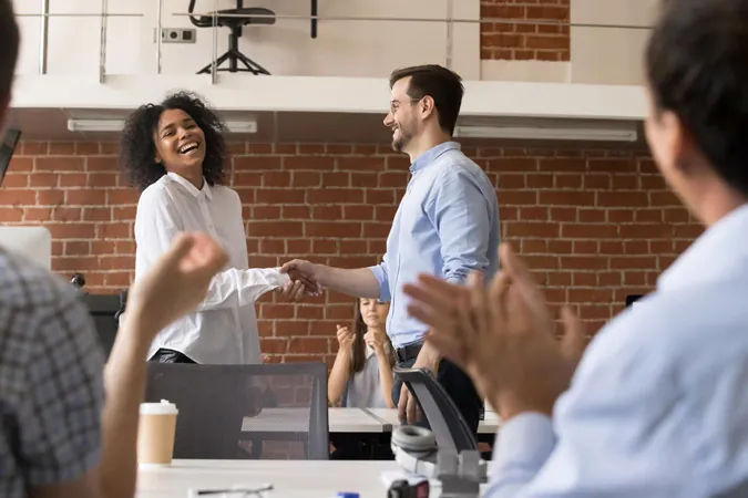 A woman being appreciated at work